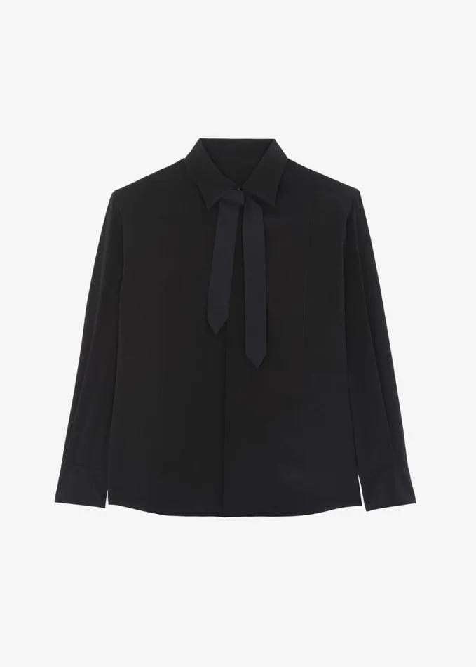 Clothing Women The Frankie Shop Sophie Silky Padded Shirt 8211 Black