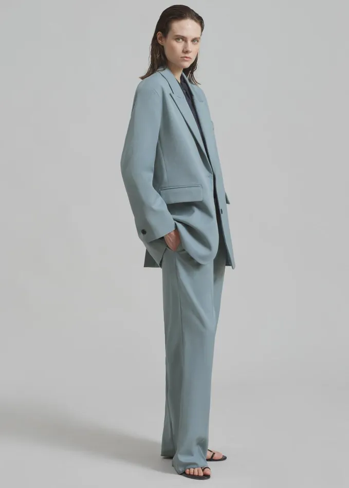 Clothing Women The Frankie Shop Spencer Pleated Pants 8211 Dusty Blue