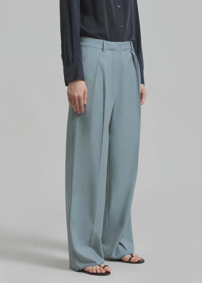 Clothing Women The Frankie Shop Spencer Pleated Pants 8211 Dusty Blue
