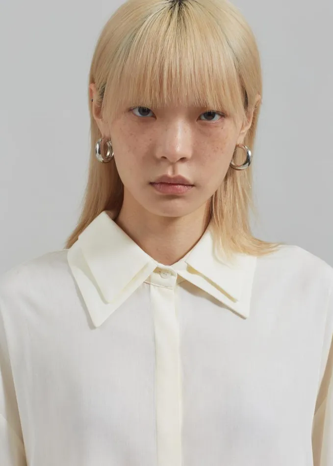 Clothing Women The Frankie Shop Tali Double Collar Shirt 8211 Ivory