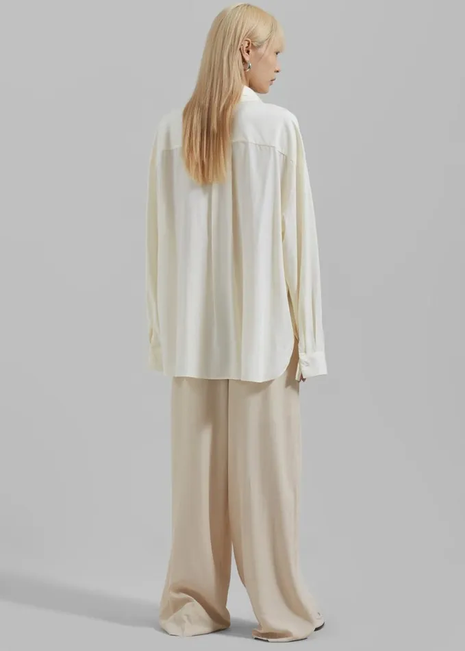 Clothing Women The Frankie Shop Tali Double Collar Shirt 8211 Ivory