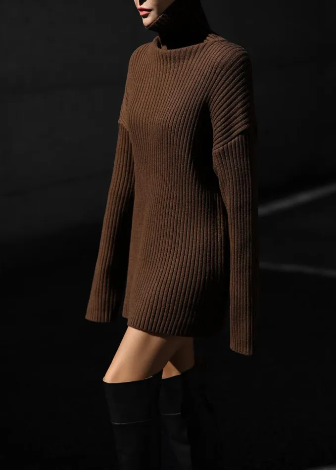 Clothing Women The Frankie Shop Thelma Ribbed Sweater Dress 8211 Brown