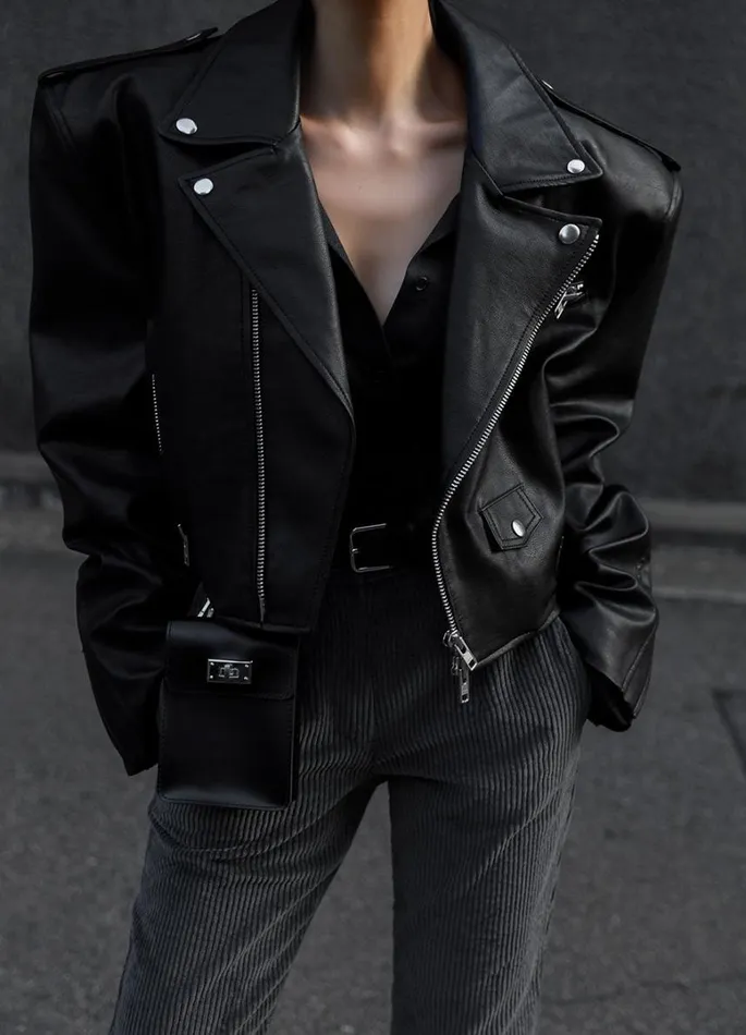 Clothing Women The Frankie Shop Tidus Cropped Biker Jacket 8211 Black