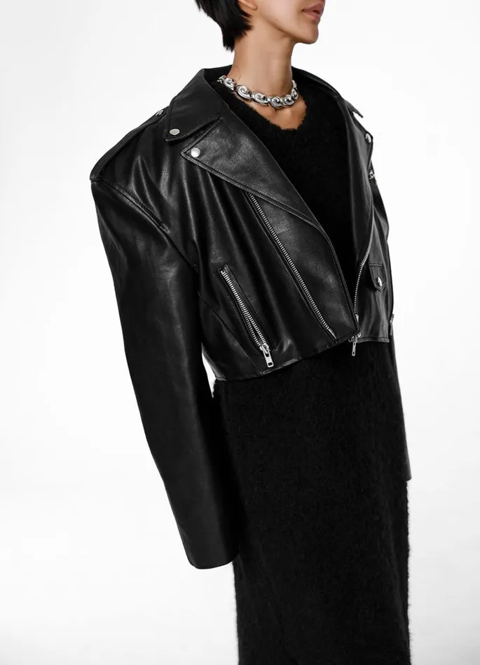 Clothing Women The Frankie Shop Tidus Cropped Biker Jacket 8211 Black
