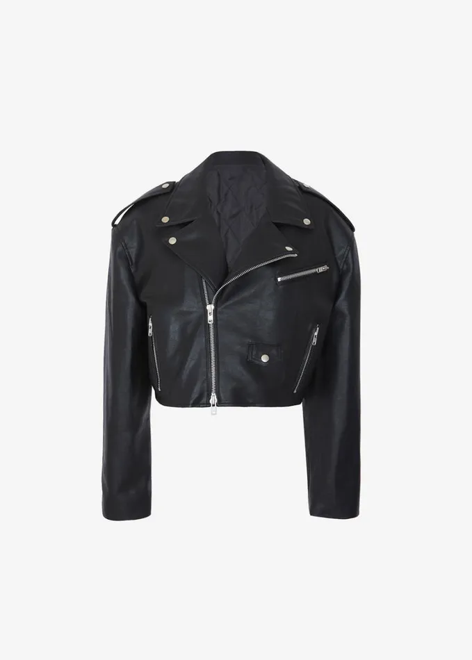 Clothing Women The Frankie Shop Tidus Cropped Biker Jacket 8211 Black