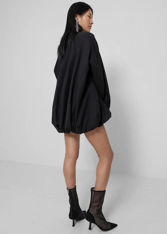 Clothing Women The Frankie Shop Venida Bubble Hem Shirt Dress 8211 Black