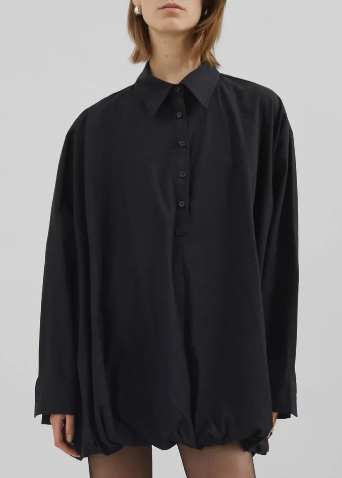 Clothing Women The Frankie Shop Venida Bubble Hem Shirt Dress 8211 Black