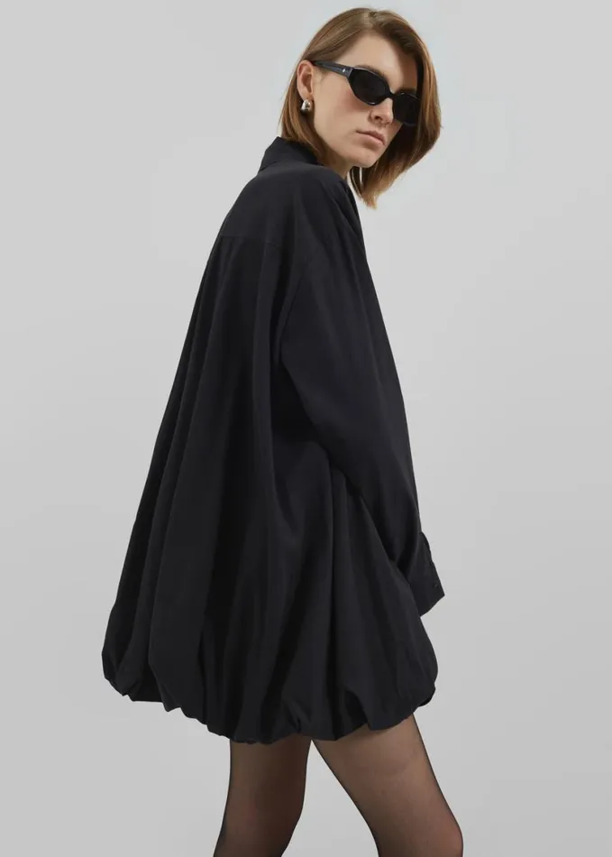Clothing Women The Frankie Shop Venida Bubble Hem Shirt Dress 8211 Black