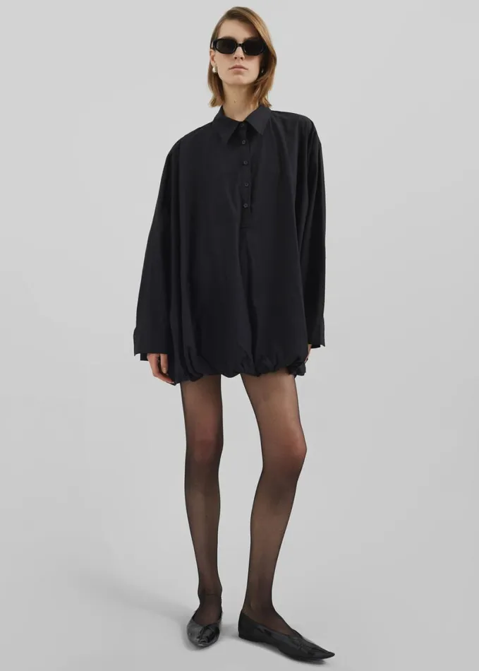 Clothing Women The Frankie Shop Venida Bubble Hem Shirt Dress 8211 Black