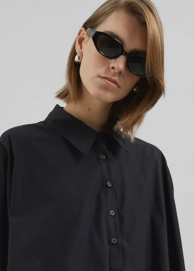 Clothing Women The Frankie Shop Venida Bubble Hem Shirt Dress 8211 Black