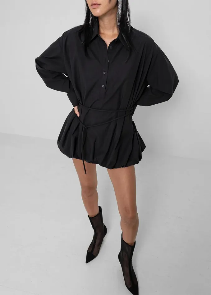 Clothing Women The Frankie Shop Venida Bubble Hem Shirt Dress 8211 Black