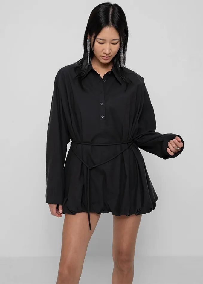 Clothing Women The Frankie Shop Venida Bubble Hem Shirt Dress 8211 Black