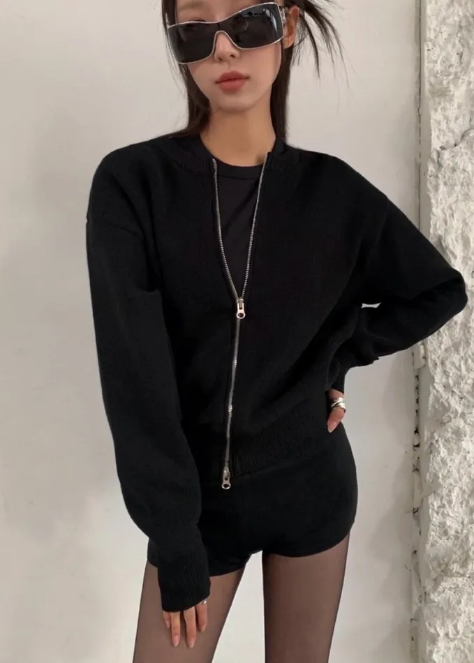Clothing Women The Frankie Shop Veronica ZipUp Cardigan 8211 Black