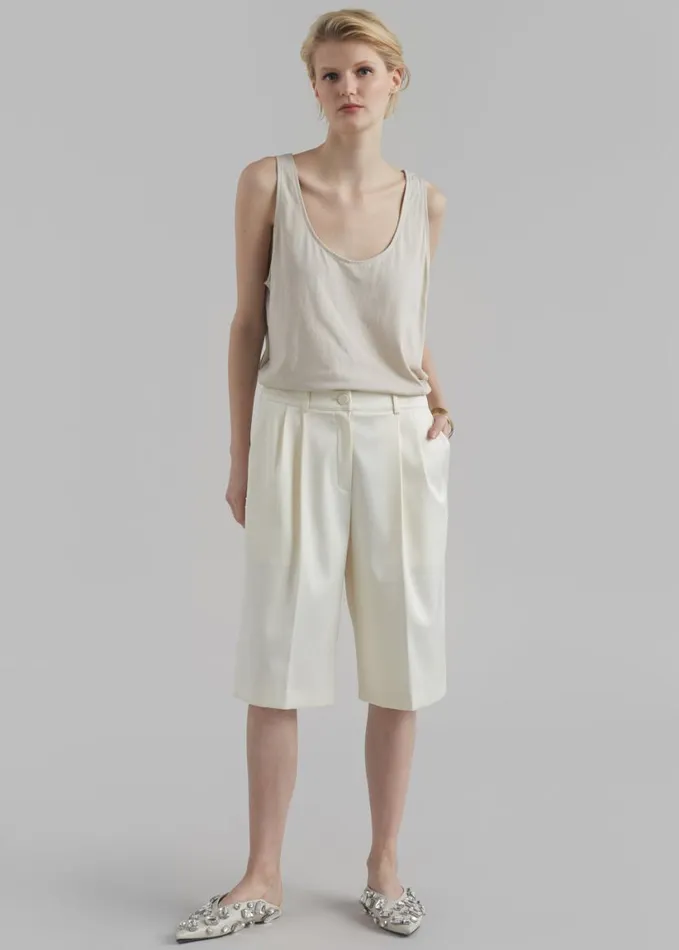 Clothing Women The Frankie Shop Vienna Satin Bermuda Shorts 8211 Cream