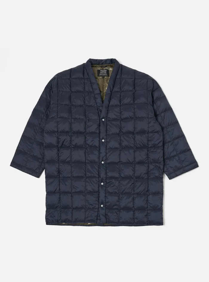 Coats and Outerwear Men Universal Works Taion Hanten Down Cardigan In Dark Navy Nylon