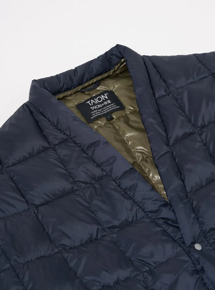 Coats and Outerwear Men Universal Works Taion Hanten Down Cardigan In Dark Navy Nylon