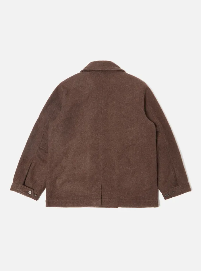 Coats and Outerwear Men Universal Works Universal Works Peacoat In Brown Melange Melton