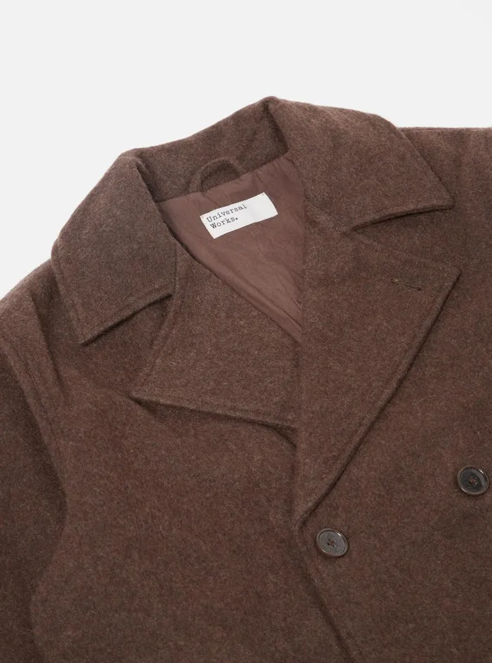 Coats and Outerwear Men Universal Works Universal Works Peacoat In Brown Melange Melton
