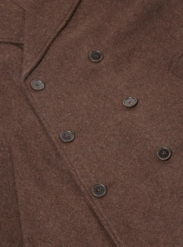Coats and Outerwear Men Universal Works Universal Works Peacoat In Brown Melange Melton