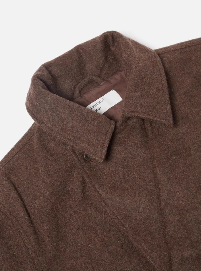 Coats and Outerwear Men Universal Works Universal Works Peacoat In Brown Melange Melton