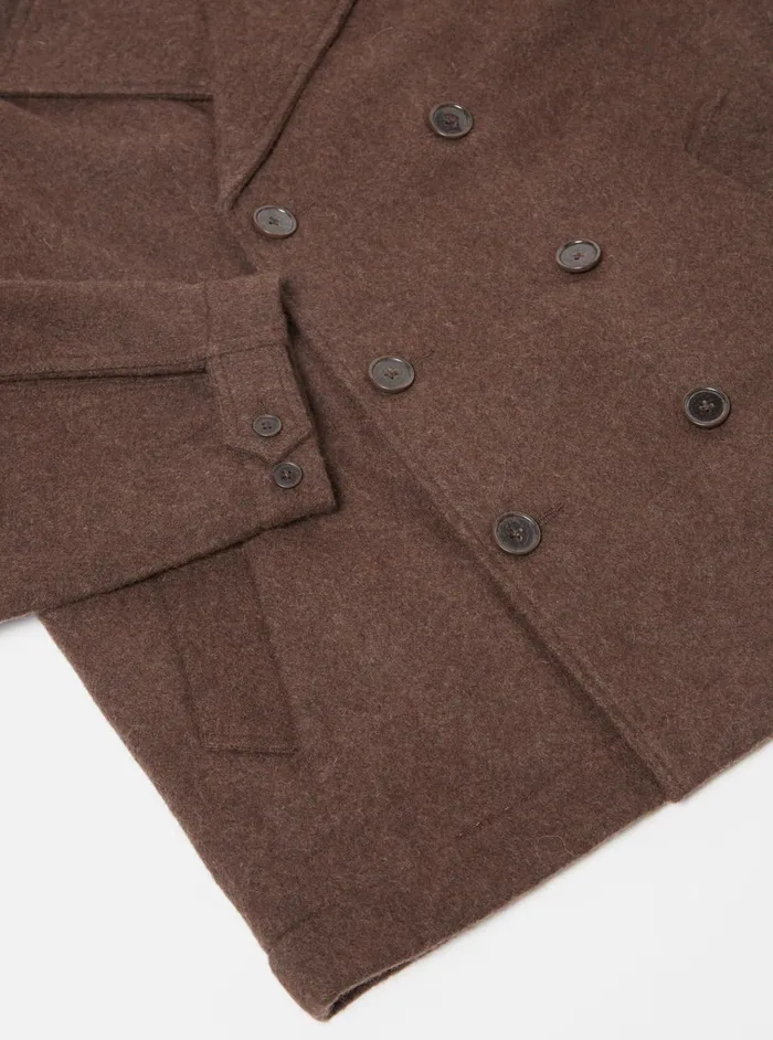 Coats and Outerwear Men Universal Works Universal Works Peacoat In Brown Melange Melton