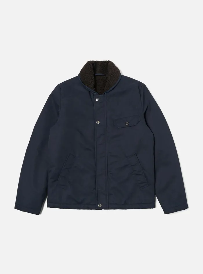 Coats and Outerwear Men Universal Works Universal Works Reversible N1 Jacket In NavyBrown Brushed PolytechSherpa