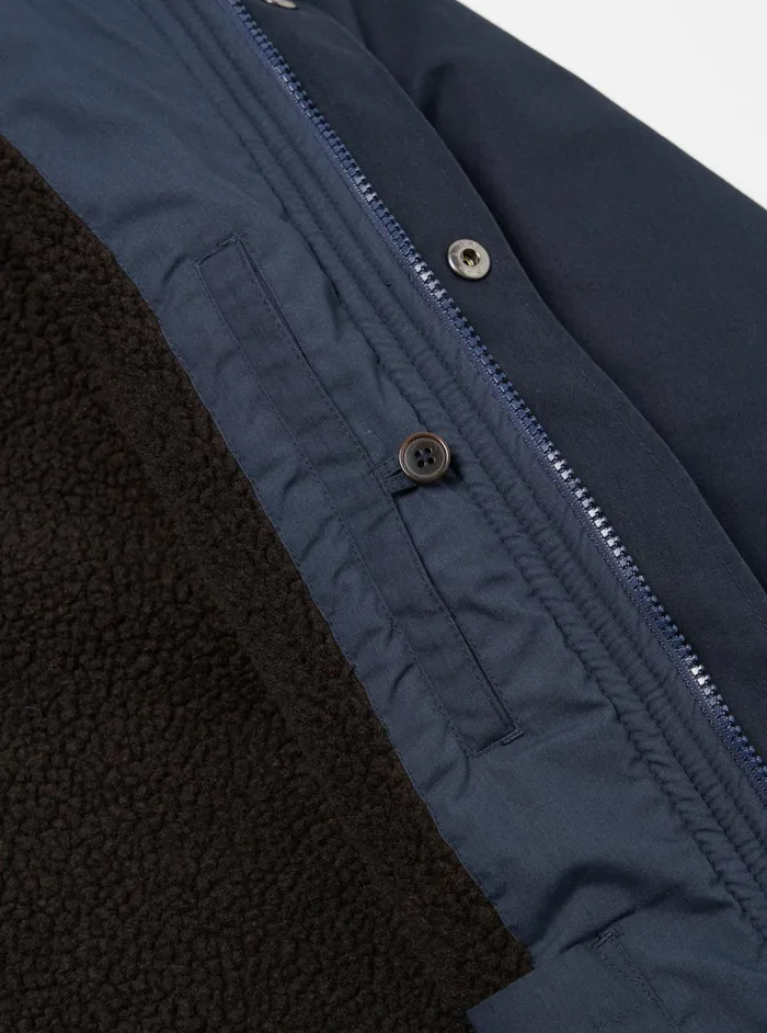 Coats and Outerwear Men Universal Works Universal Works Reversible N1 Jacket In NavyBrown Brushed PolytechSherpa