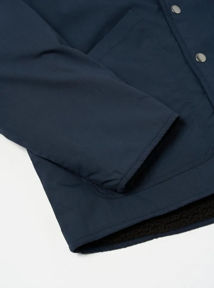 Coats and Outerwear Men Universal Works Universal Works Reversible Simple Hooded Jacket In NavyBrown Recycled PolytechSherpa