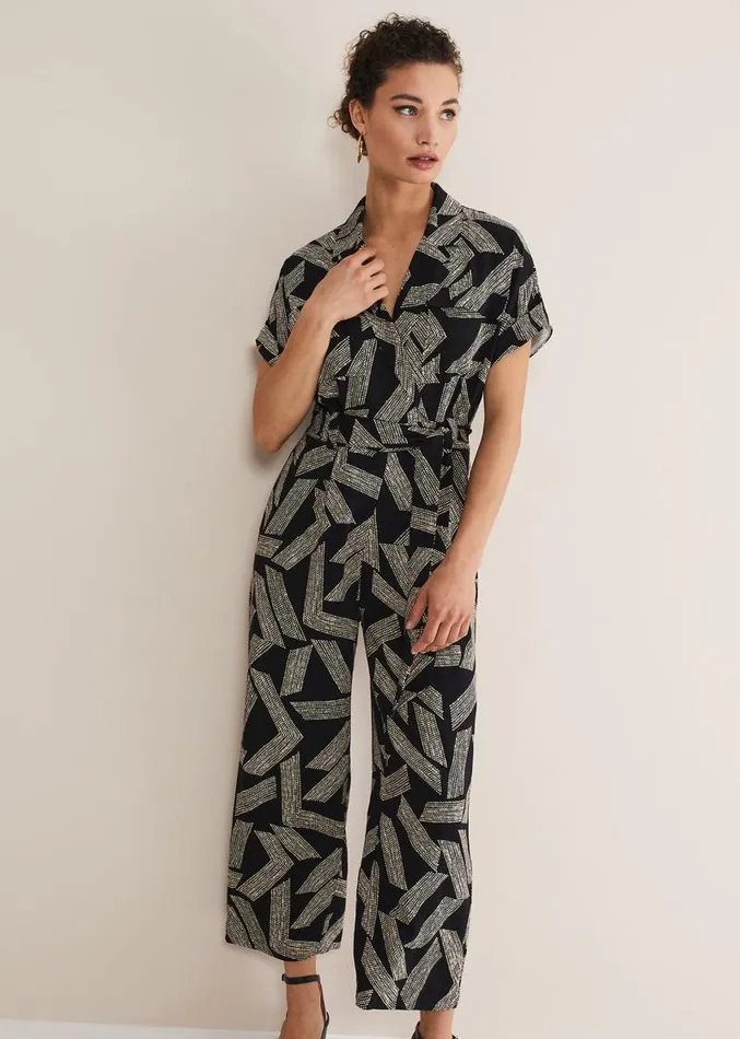 Constance Abstract Wide Leg Jumpsuit Blackwhite Women Phase Eight Dresses