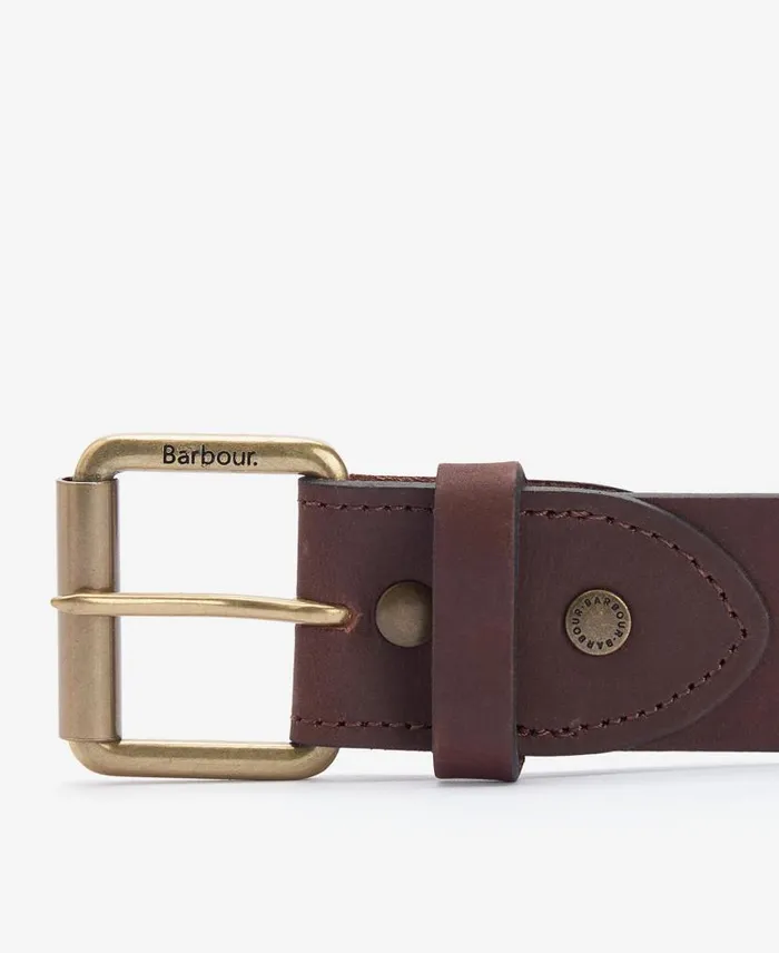 Contrast Leather Belt Olivebrown Men Barbour Belts
