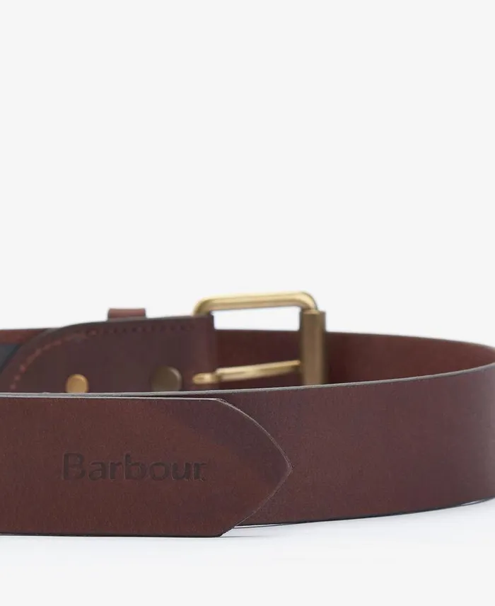 Contrast Leather Belt Olivebrown Men Barbour Belts