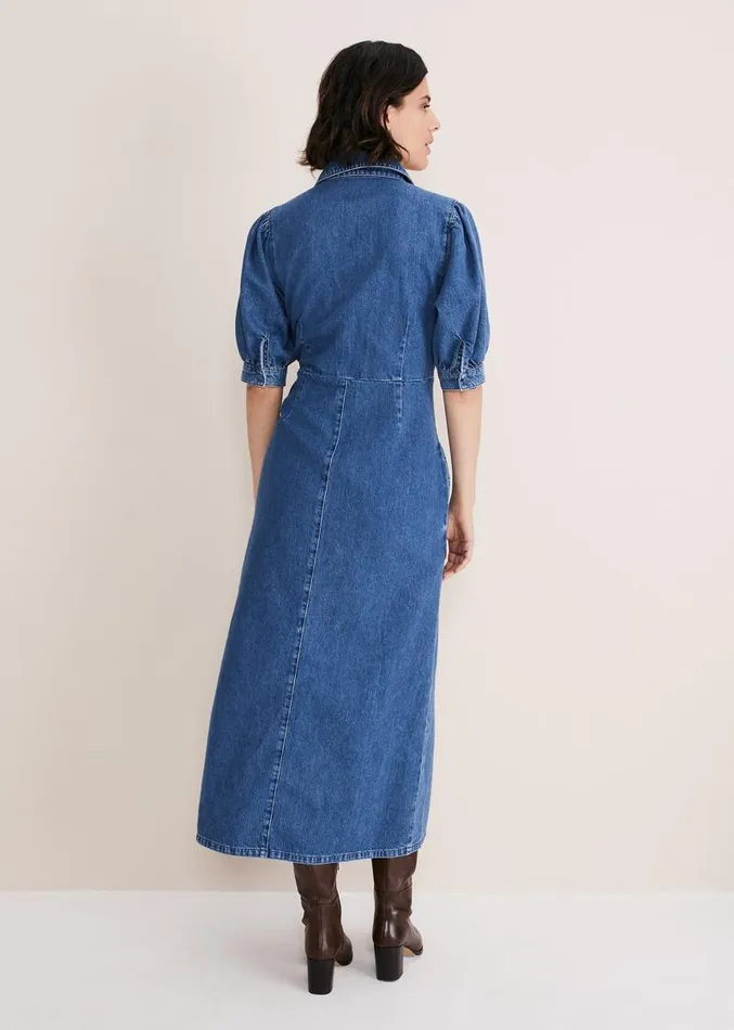 Cosette Denim Midaxi Dress Blue Women Phase Eight Dresses
