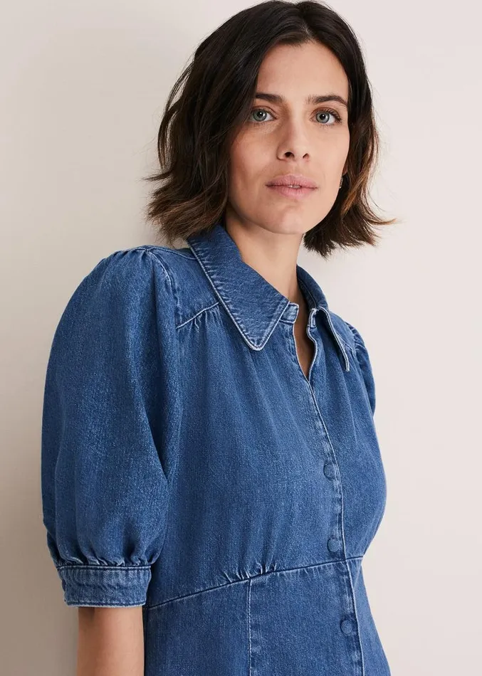 Cosette Denim Midaxi Dress Blue Women Phase Eight Dresses