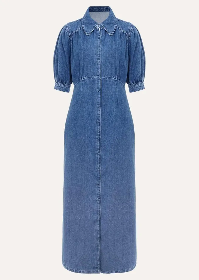 Cosette Denim Midaxi Dress Blue Women Phase Eight Dresses