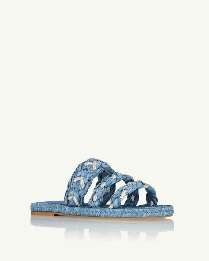 Costiera Espadrille Flat Blue Women Aquazzura Slides and Mules