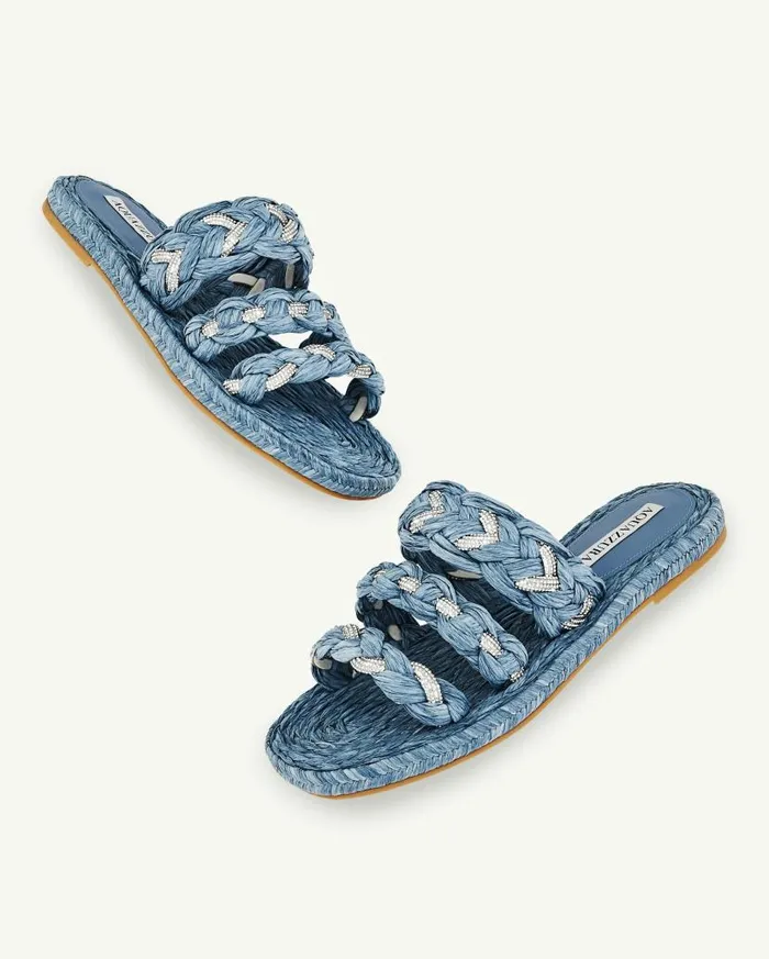 Costiera Espadrille Flat Blue Women Aquazzura Slides and Mules Costiera Espadrille Flat Blue Women Aquazzura Slides and Mules