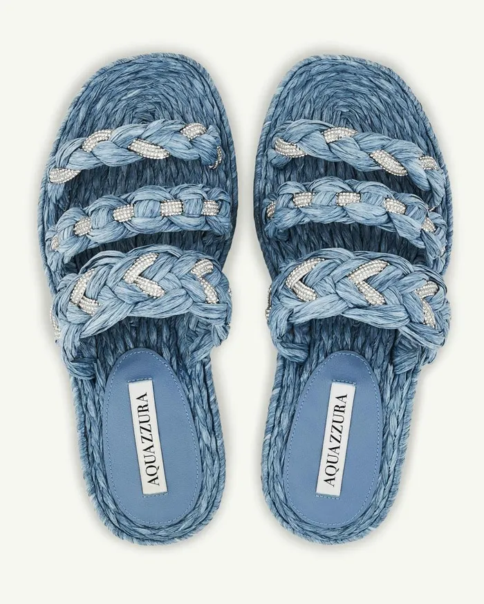 Costiera Espadrille Flat Blue Women Aquazzura Slides and Mules Costiera Espadrille Flat Blue Women Aquazzura Slides and Mules