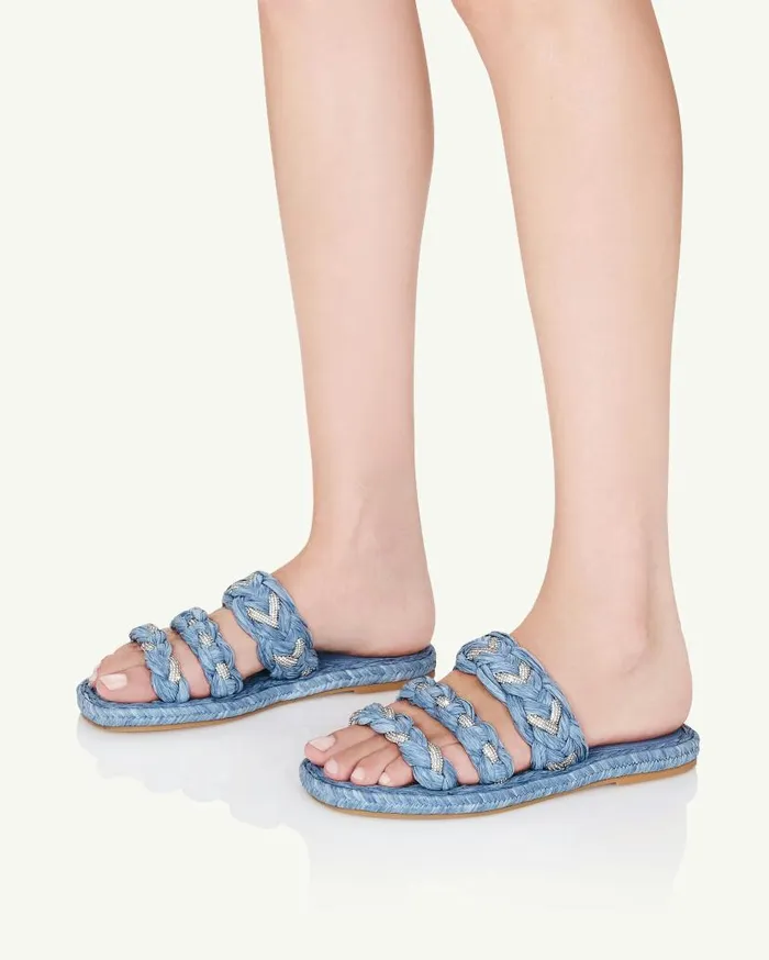 Costiera Espadrille Flat Blue Women Aquazzura Slides and Mules Costiera Espadrille Flat Blue Women Aquazzura Slides and Mules