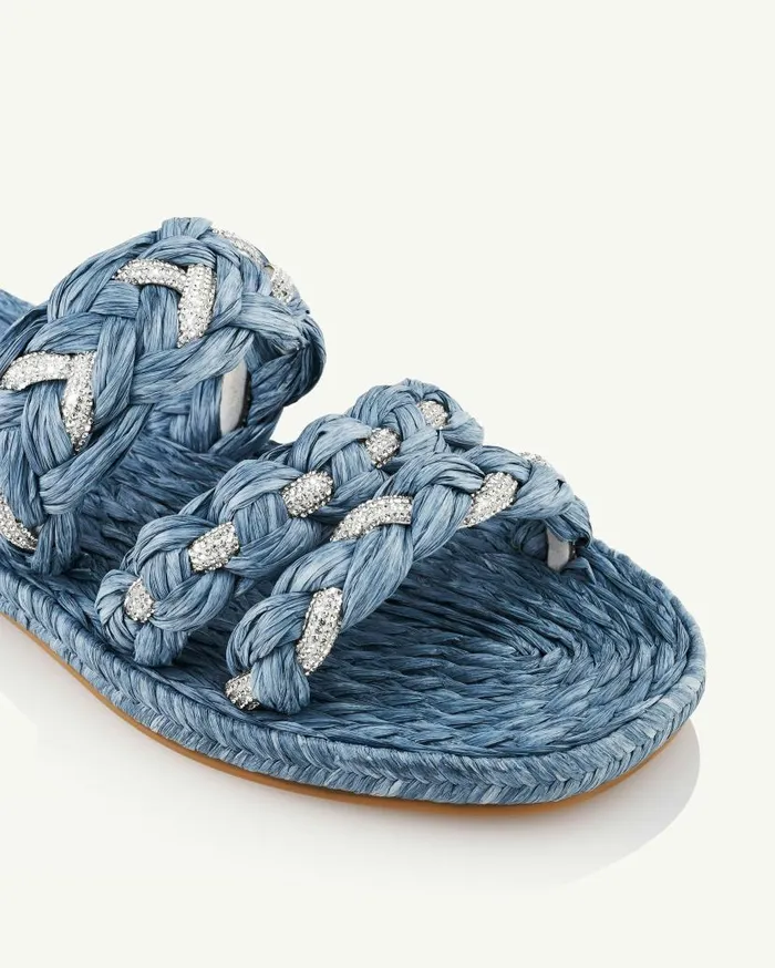 Costiera Espadrille Flat Blue Women Aquazzura Slides and Mules Costiera Espadrille Flat Blue Women Aquazzura Slides and Mules