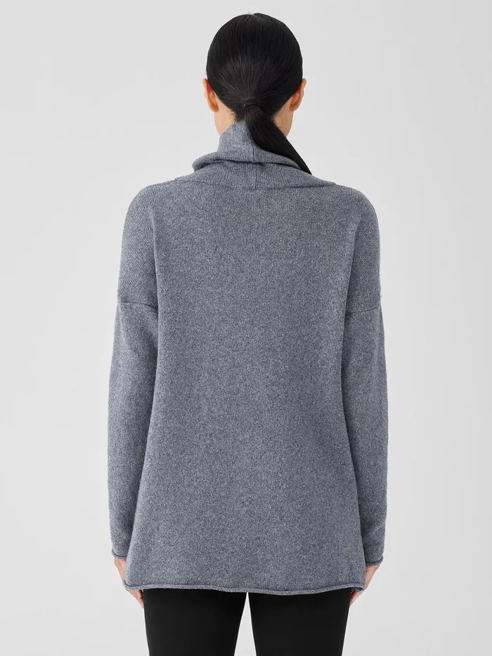 Cotton And Recycled Cashmere Turtleneck Long Top Ash Women Eileen Fisher Sweaters and Cardigans