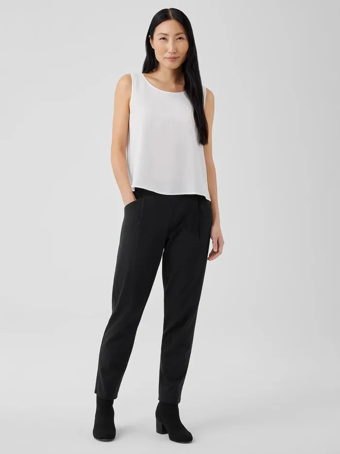 Cotton Blend Ponte Tapered Pant Black Women Eileen Fisher Pants Shorts and Jumpsuits