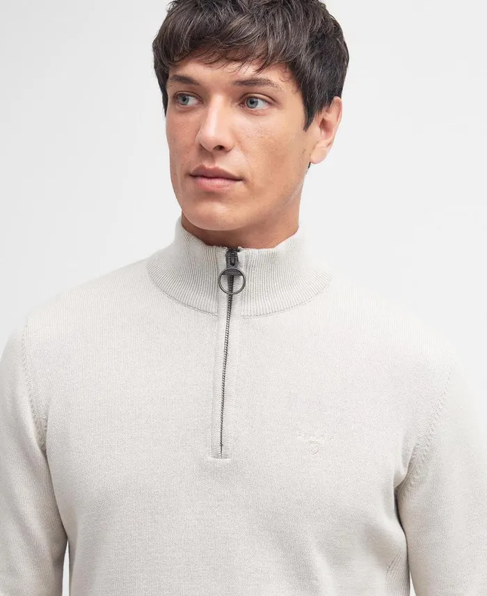 Cotton Half Zip Jumper Dark Chambray Men Barbour Jumpers