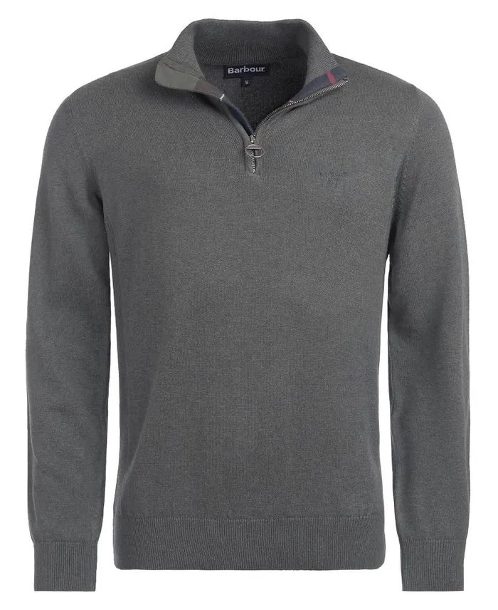 Cotton Half Zip Olive Marl Men Barbour Jumpers