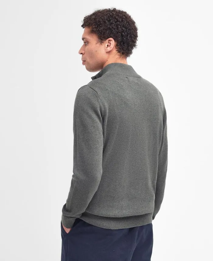 Cotton Half Zip Olive Marl Men Barbour Jumpers