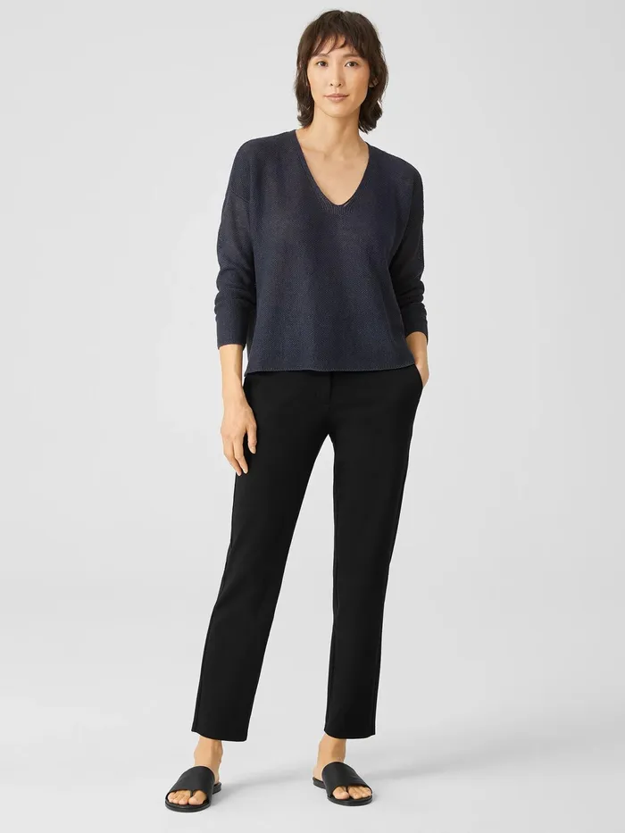 Cotton Ponte Slim Pant Black Women Eileen Fisher Pants Shorts and Jumpsuits