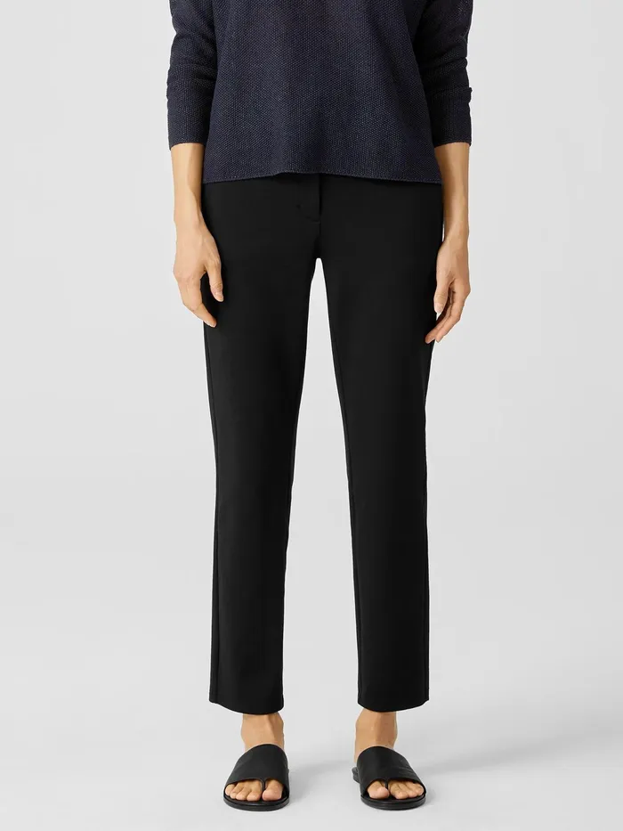 Cotton Ponte Slim Pant Black Women Eileen Fisher Pants Shorts and Jumpsuits