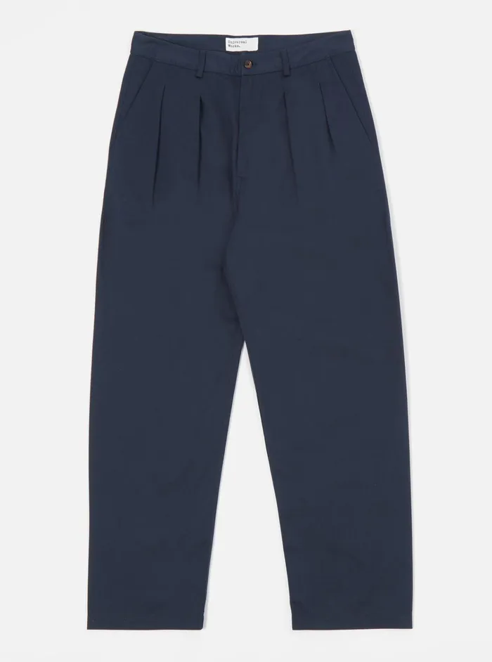 Cotton Twill Men Universal Works Universal Works Double Pleat Pant In Navy Twill