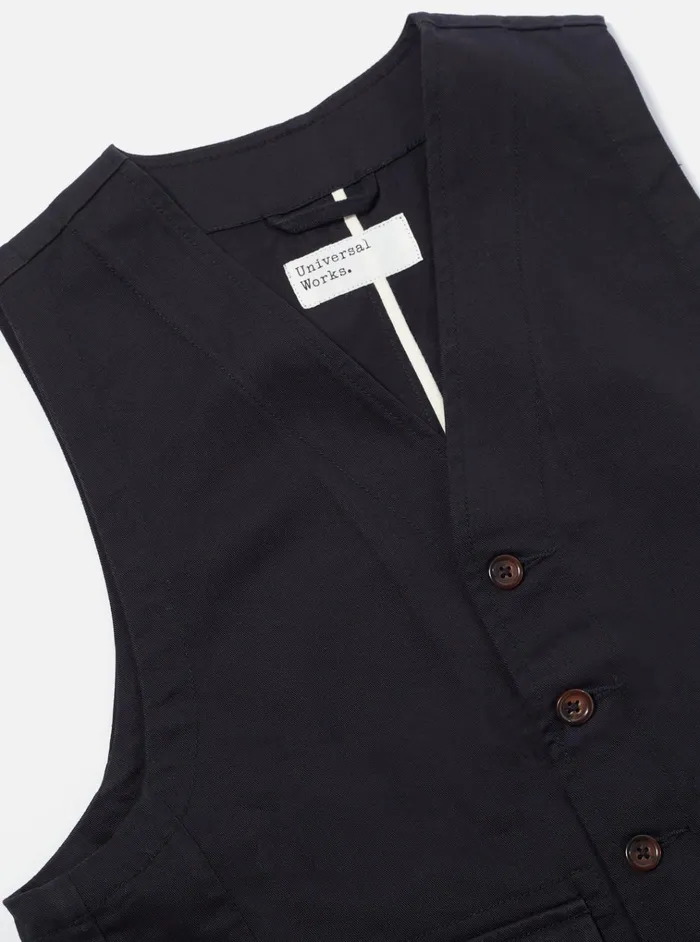 Cotton Twill Men Universal Works Universal Works Field Waistcoat In Black Twill