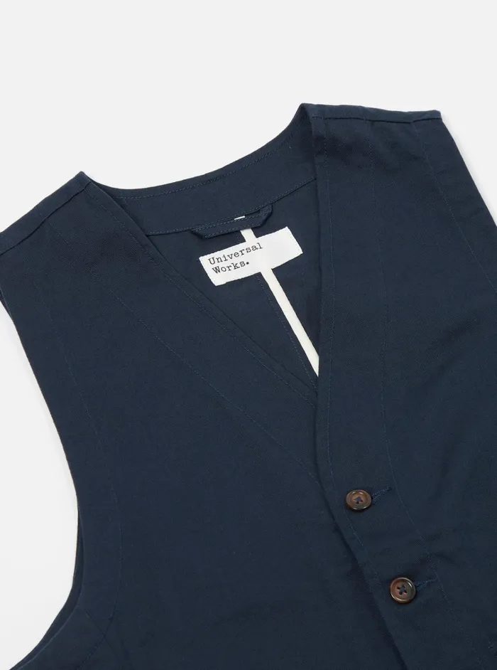Cotton Twill Men Universal Works Universal Works Field Waistcoat In Navy Twill