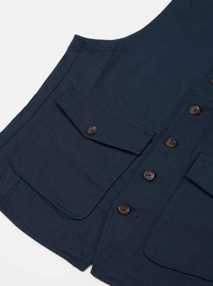 Cotton Twill Men Universal Works Universal Works Field Waistcoat In Navy Twill